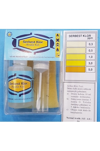 Su Test Analizi Serbest Klor Kiti Klor Analizi 0.1 Ppm 5 Ppm