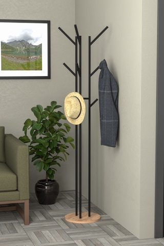 Retodesign 9 Askılı Portmanto Askılık, Elbise Askısı Atlantik Çam Siyah - Atlantik Çam