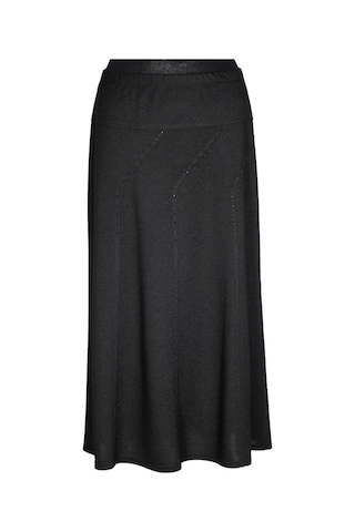 Hesna Kadın Seher Kışlık Büyük Beden Taşlı Astarsız Latikli Siyah Etek Siyah