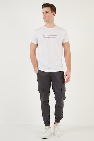 Buratti Basklı Bisiklet Yaka % 100 Pamuklu Slim Fit Erkek T Shirt 541Get Beyaz