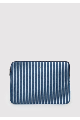 Mavi - Çizgili Denim Laptop Çantası 1913824-32177 Lacivert