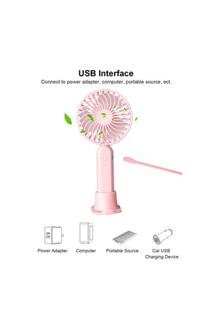 Symbee Usb Şarjlı Elden Fan, 3 Seviye Rüzgar Hızı, 800mah Pil, Taşınabilir Mini Fan, Pembe