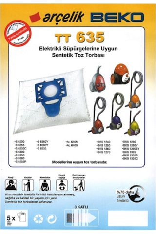 Arçelik Uyumlu Süpürge Toz Torbası S 6350 6355 6360 6380 Y Yp 20 Adet