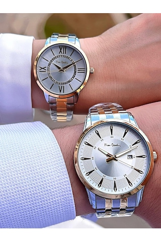 Pierre Cardin Bay Ve Bayan Çiftlere Özel Çelik Kordon Çift Kol Saati 30 Mt Su Gecirmez Cf.pr80002.m2 Gümüş - Sarı