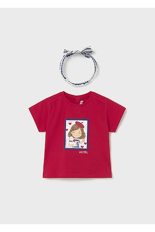 Mayoral Kız Bebek Kısa Kollu T-shirt Ve Saç Bandı Set Kırmızı 01081