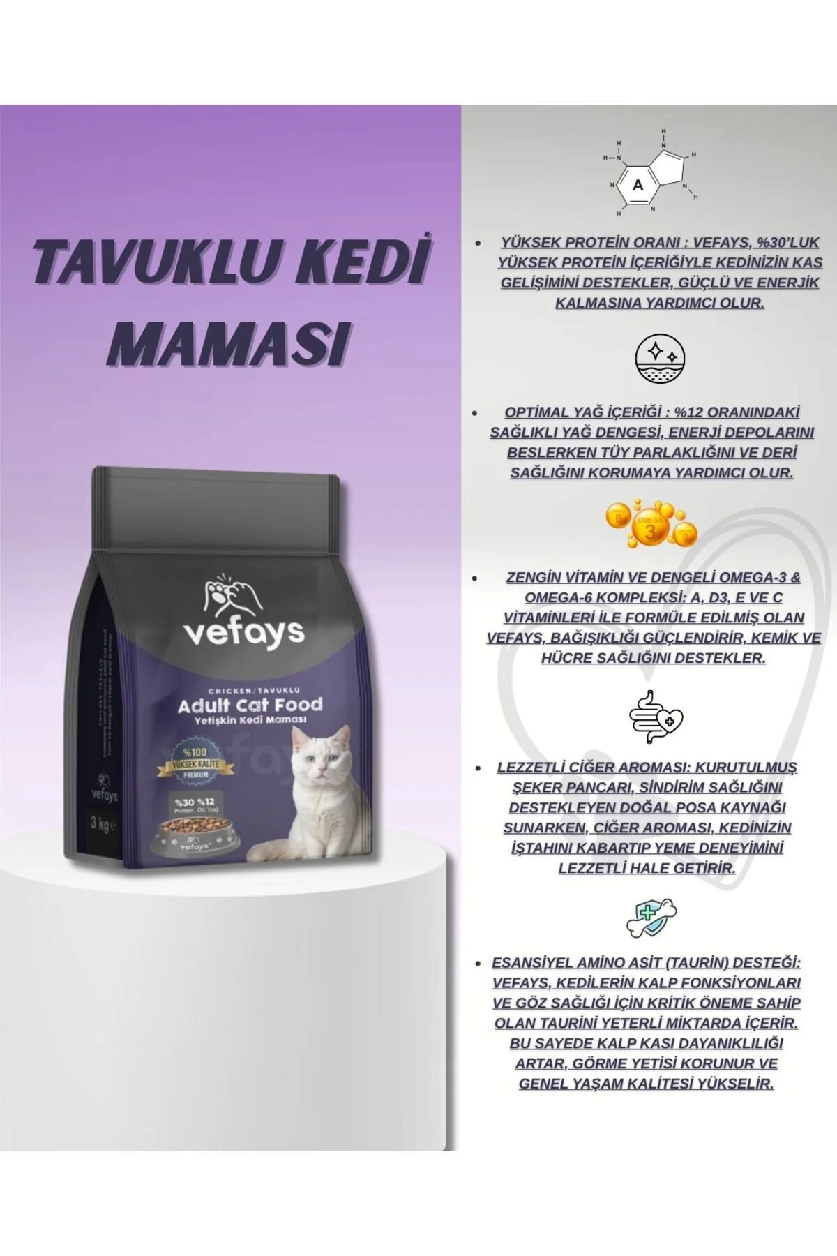 Vefays Kedi Maması 3 Kg