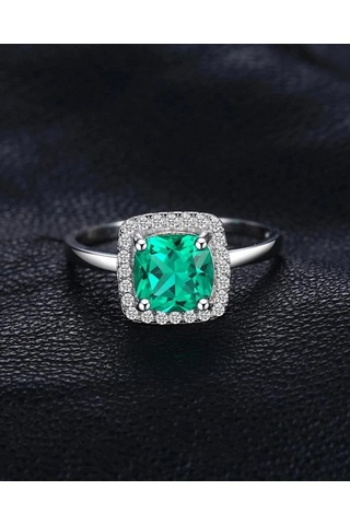 Brezza Lusso Jewelry Zümrüt Taşlı Diamond Tektaş Kare Kadın Gümüş Yüzük 13