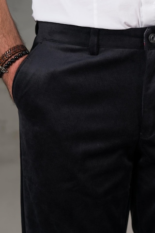 İnce Fitilli Regular Kesim Boru Paça Erkek Kadife Pantolon siyah Siyah