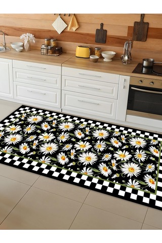 Makinede Yıkanabilir Kaymaz Taban Leke Tutmaz Dijital Baskı Mutfak Halısı 6346m 001