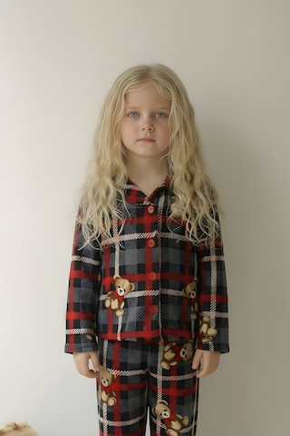 Esila Kids Çocuk Pijama Takımı Uzun Kollu Süet Örme Kumaş Bordo