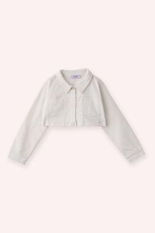 Panço Kız Bebek Ekru Crop Ceket Krem