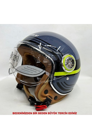 Nero Tk-06 Şefaf Vizörlü Yarım Açık Kask Gri Yeşil