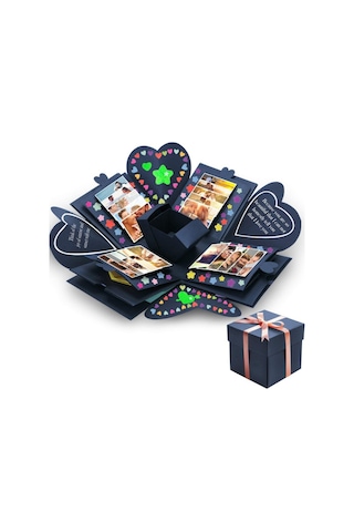 Yaratıcı Dıy El Yapımı Fotoğraf Albümü Hatıra Kitabı Sürpriz Patlama Hediye Kutusu, Bitmiş + Pvc Versiyon