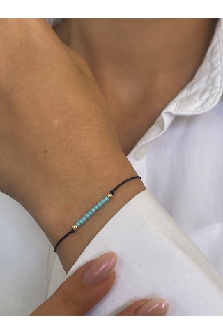 14 Ayar Altın Mavi Boncuklu Altın Dorikalı Zarif Altın Bileklik Altın