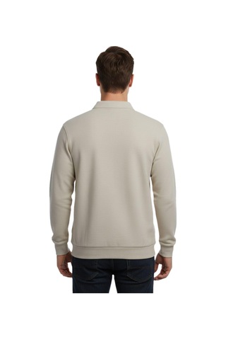 Baglan Erkek Büyük Beden Polo Yaka Cepli Selanik Sweatshirt Bgl-st04978 Taş