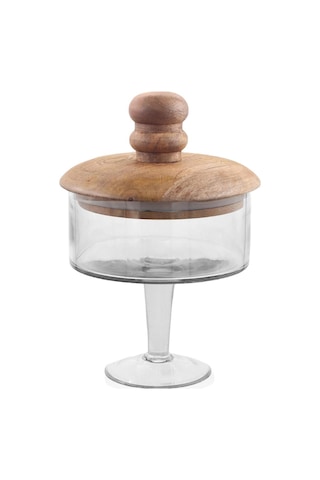 The Mia Madera Ayaklı Kurabiye Kavanozu 26x17x17 Cm