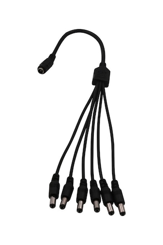 Wozlo Dc 12v 6 Port Power Jak Jack Çoklayıcı Kablo 6 Erkek/1 Dişi Uç - 40cm