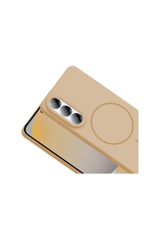 Galaxy Uyumlu S25 Edge Kılıf Magsafe Şarj Özellikli Kamera Çıkıntılı Ruby Lüx Silikon Kapak Desert Titanyum