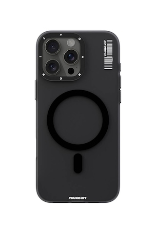 Apple Uyumlu iPhone 16 Pro Max Uyumlu Kılıf Magsafe Şarj Özellikli Youngkit Hidden Sand Serisi Kapak Siyah