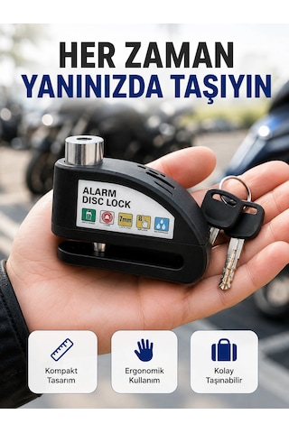 Mey İthalat Çelik Gövdeli Alarm Disk Kilidi Motosiklet Ve Bisiklet İçin Güvenlik Yeni Nesil