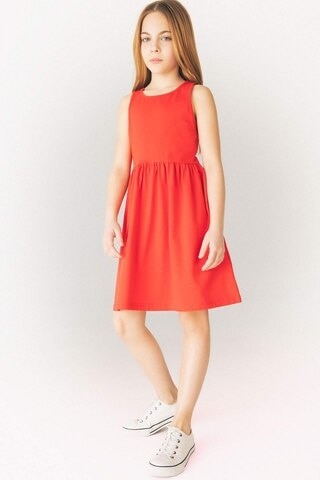 DeFacto Kız Çocuk Bisiklet Yaka Basic Düz Kolsuz Yazlık Elbise B4336A825SMRD51