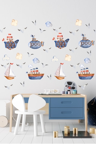 Deniz Taşıtları Temalı Çocuk Odası Sticker Seti