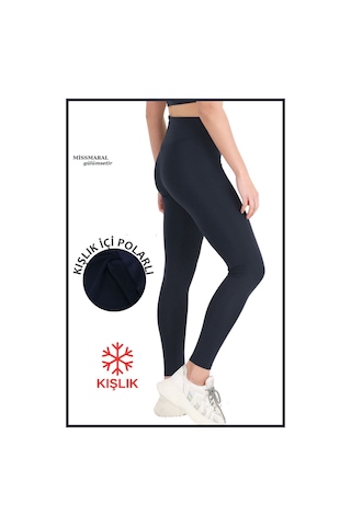 Missmaral Kadın Kışlık Içi Polarlı Yüksek Bel Toparlayıcı Tayt Lacivert Curve High Waist Fleece Winter 1028 Lacivert