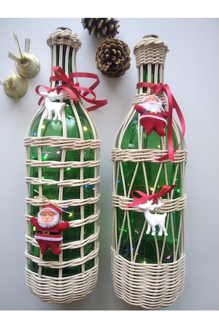 Noel Temalı Işıklı Bambu Şişe