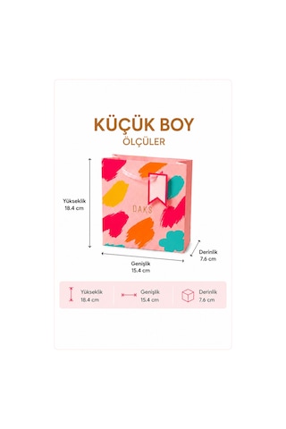 10 Adet 15.4 X 18.4 X 7.6 Cm - Pastel Pembe Renkli Fırça Desenli Küçük Boy Karton Hediye Çantası 3+