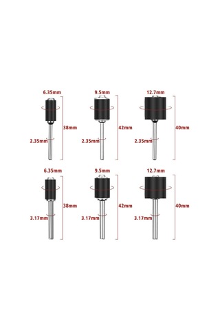 Tenfowee Alüminyum Oksit Kauçuk Zımpara Seti - 300 Adet Zımpara Kolu 80 /120 /240 + 6 Adet Mandrel 2.35mm/3.17mm - Elektrikli Zımpara Aksesuarı