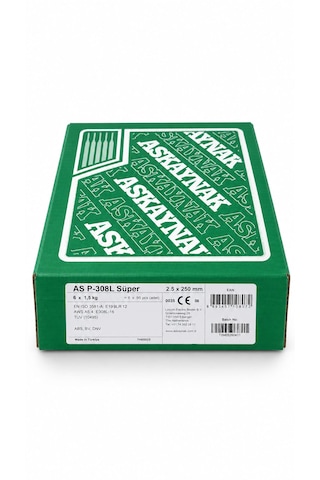 Askaynak As P-308l Süper 2.5x250 Mm Krom Elektrot 1 Koli 6 Paket
