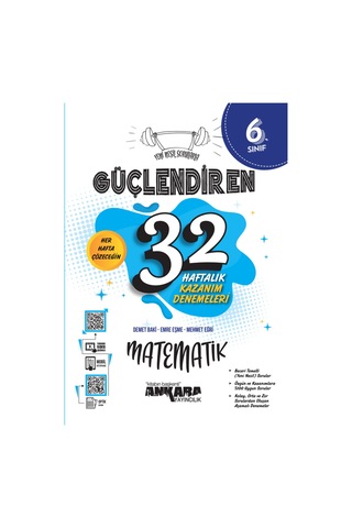 Ankara Yayınları 6. Sınıf Türkçe + Matematik 32 Haftalık Güçlendiren Kazanım Denemesi Seti