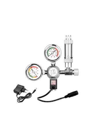 Akvaryum Co2 Regülatörü Su Geçirmez Karbon Dioksit Regülatörü Büyük Göstergeli Kabarcık Sayacı Solenoid W21.8 Arayüz Silindiri İçin