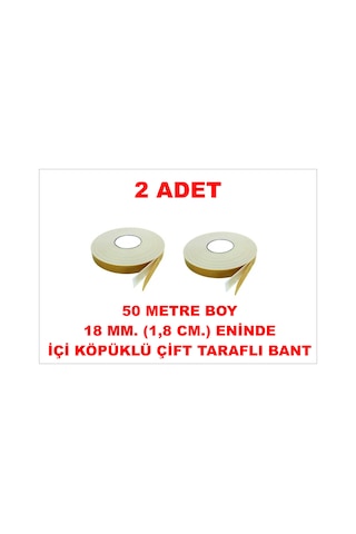 Çift Taraflı İçi Köpüklü Sarı Bant 50 M. Uzunlukta 18 Mm-1,8 Cm Ebatında 2 Adet