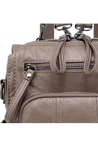 Yıkama Deri Sırt Askılı Kadın Çantası 21k Barcelona 1915 Vizon