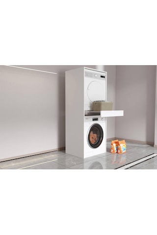 Banyo Dolabı Çamaşır Ve Kurutma Makinesi Dolabı Çekmeceli Beyaz