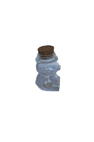 Ayı Cam Şişe - Mantar Tıpalı Ayı Şeklinde Cam Şişe -35 Ml 50 Adet