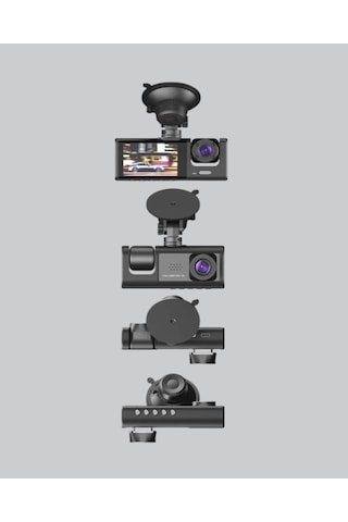 Üç Kameralı Araç Dvr Full Hd Gece Görüşlü Ve 2 İnç Ips Ekranlı