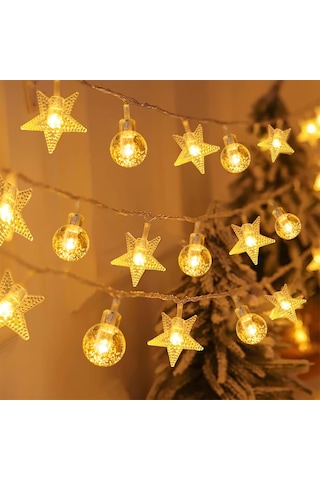 3 Metre Özel Tasarım 2li Model Yıldızlı Top Led Işık Pilli Led Işık Yılbaşı Ağacı Işığı Noel Işığı Gün Işığı