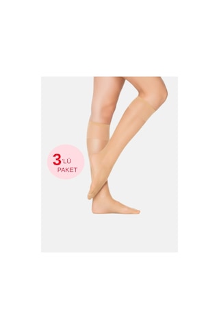 Alya Underwear Kadın Parlak Diz Altı Çorap 15 Denye, İnce Fit - 3'lü Paket Ten 57 3'lü