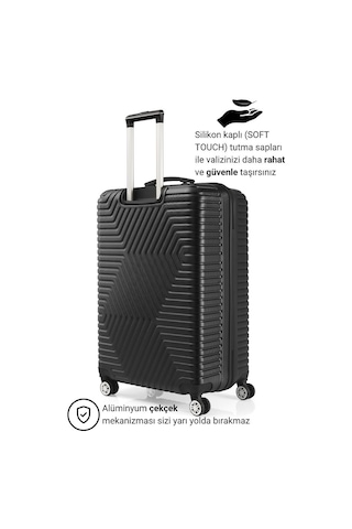 G&d Polo Suitcase Abs Orta Ve Büyük Boy Siyah 2'li Valiz Seti 600.01-b Siyah