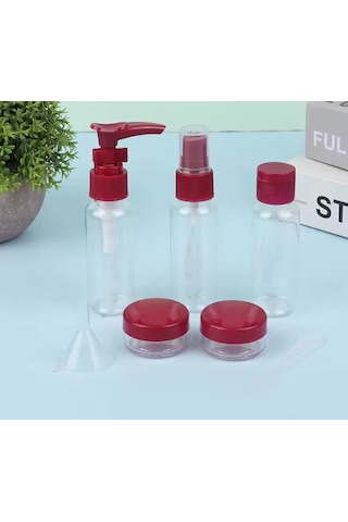 Mucit Home Çantalı Seyahat Seti Renkli Şeffaf Doldurulabilir Şişe Ve Krem Kabı Uçak Ve El Bagajı Uyumlu