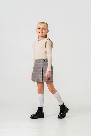 Smile Kids Apoletli Pileli Şortlu Kız Takım Bej