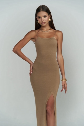 Mai Collection Mai Studios Co. Cintia Sırt Dekolteli Vizon Triko Elbise Vizon