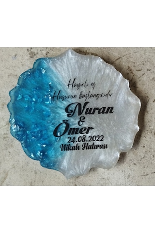 Epoksi Magnet 25 Ad Mavi Söz Nişan Nikah Düğün Sünnet Hediye No1