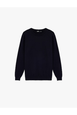 Koton Regular Fit Uzun Kollu Bisiklet Yaka Basic Triko Kazak Lacivert 6sam70009ht