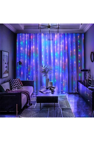 Perde Işıkları 9.8x6.5ft 200 Led Usb İle Çalışan Uzaktan Kumandalı Peri Işıkları Asılı Parıltılı Işıklar İç Mekan Dış Mekan Yatak Odası Pencere Düğün Parti Dekorasyonu İçin Çok Renkli Çok Renkli