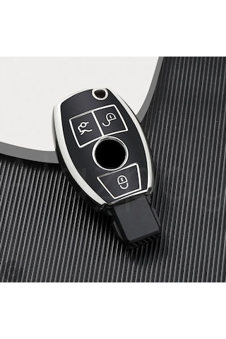 Mercedes A B C E S G Serisi Gl Gla Glc Cla Cls Amg W212 W205 W204 Gümüş Tpu Anahtar Kılıfı Siyah