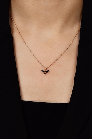 Oniks Taşlı Rose Minimal Yusufcuk Gümüş Kolye