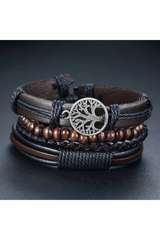 Gogoey Erkek Hakiki Deri Bileklik Siyah Renk Bileklik Db5031 Siyah